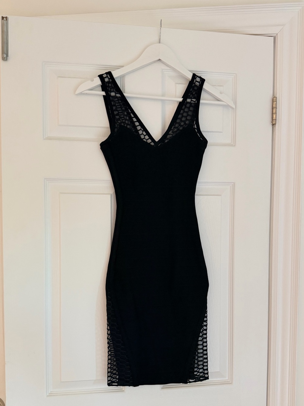 Marciano Black Bandage Bodycon Dress Mesh Cutout Size XXS